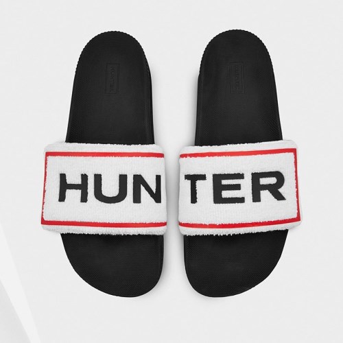 Hunter Original Terry Towelling Logo Adjustable Slides For Mens - NZ Q3602